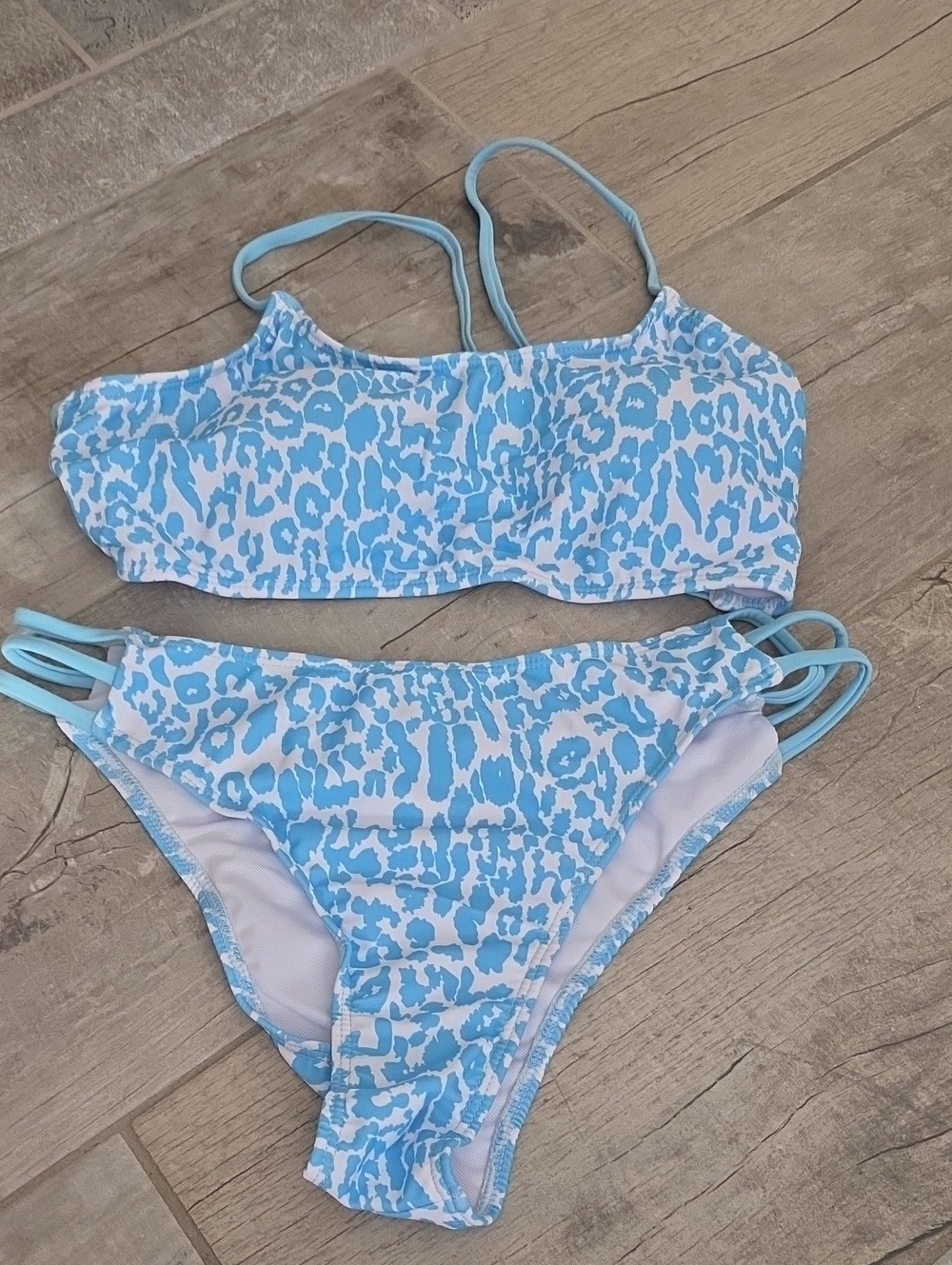 NWOT Women's Blue Leopard Print Two-Piece Swimsuit